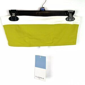 Flagpole Women’s White/Green Bandeau Bikini Top Size M